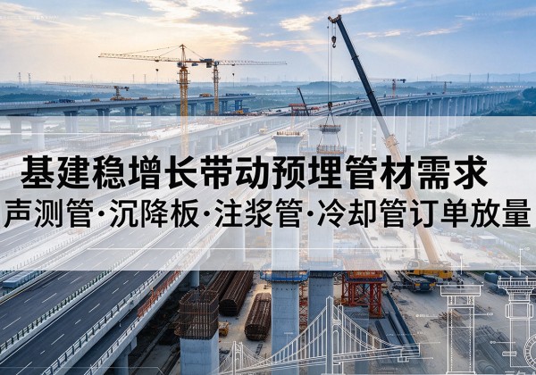 昌吉基建稳增长带动预埋监测管材需求，声测管、沉降板、注浆管订单持续放量